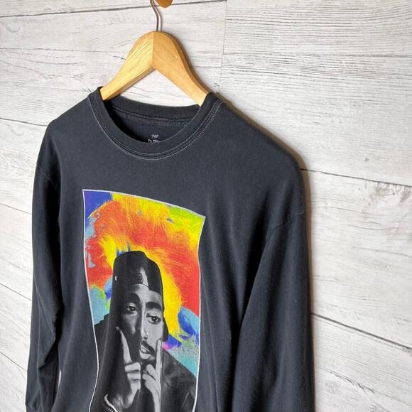 2 Pac T-Shirt Unisex Size M/M Gray Poetic Just Long Sleeve 100% Cotton - Picture 8 of 14